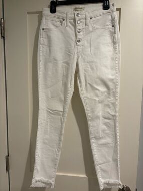 Madewell 10 in. High-Rise White Button-Fly Skinny Jeans